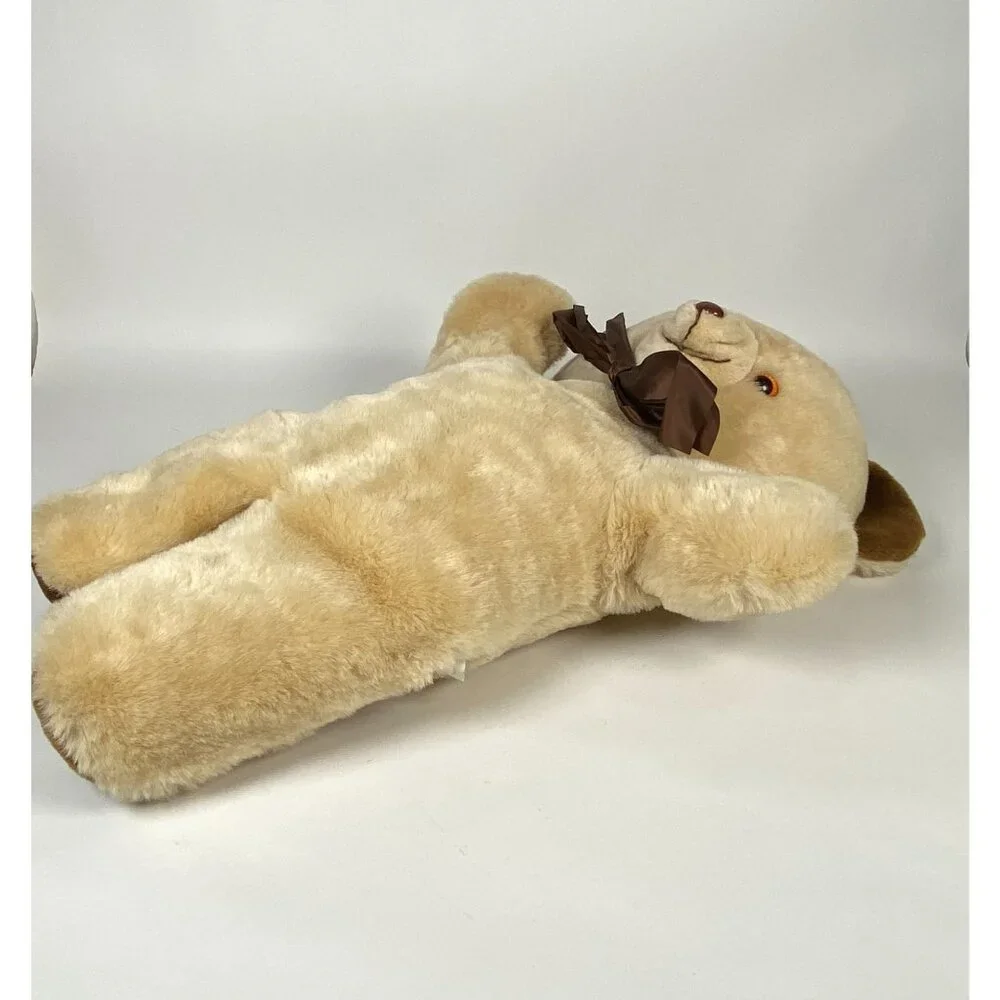 1987 Well Made Happiness Aid Teddy Bear Plush Toy Stuffed Animal Brown w Bow